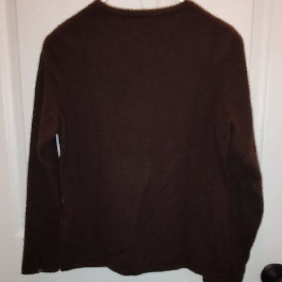 LANDS END CASHMERE SWEATER L/S ROUND NECK WITH LOOP+BUTTON NO PILLING MED 10-12 - Picture 3 of 11